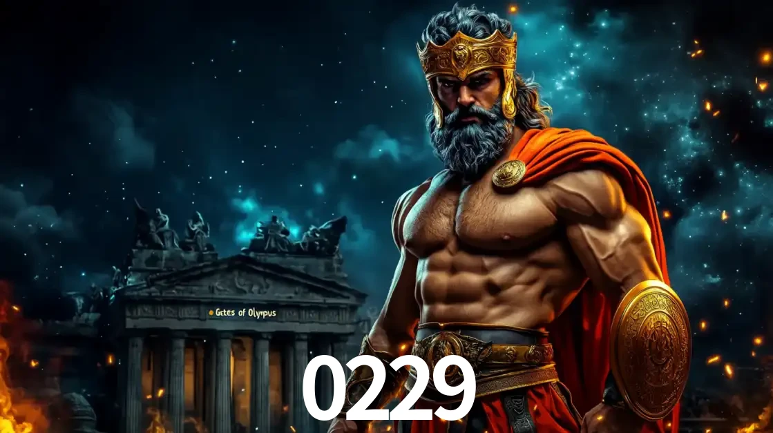 O poderoso Zeus do jogo de slot Gates of Olympus em frente ao seu templo, pronto para lançar multiplicadores divinos e prêmios épicos no cassino online 0229.